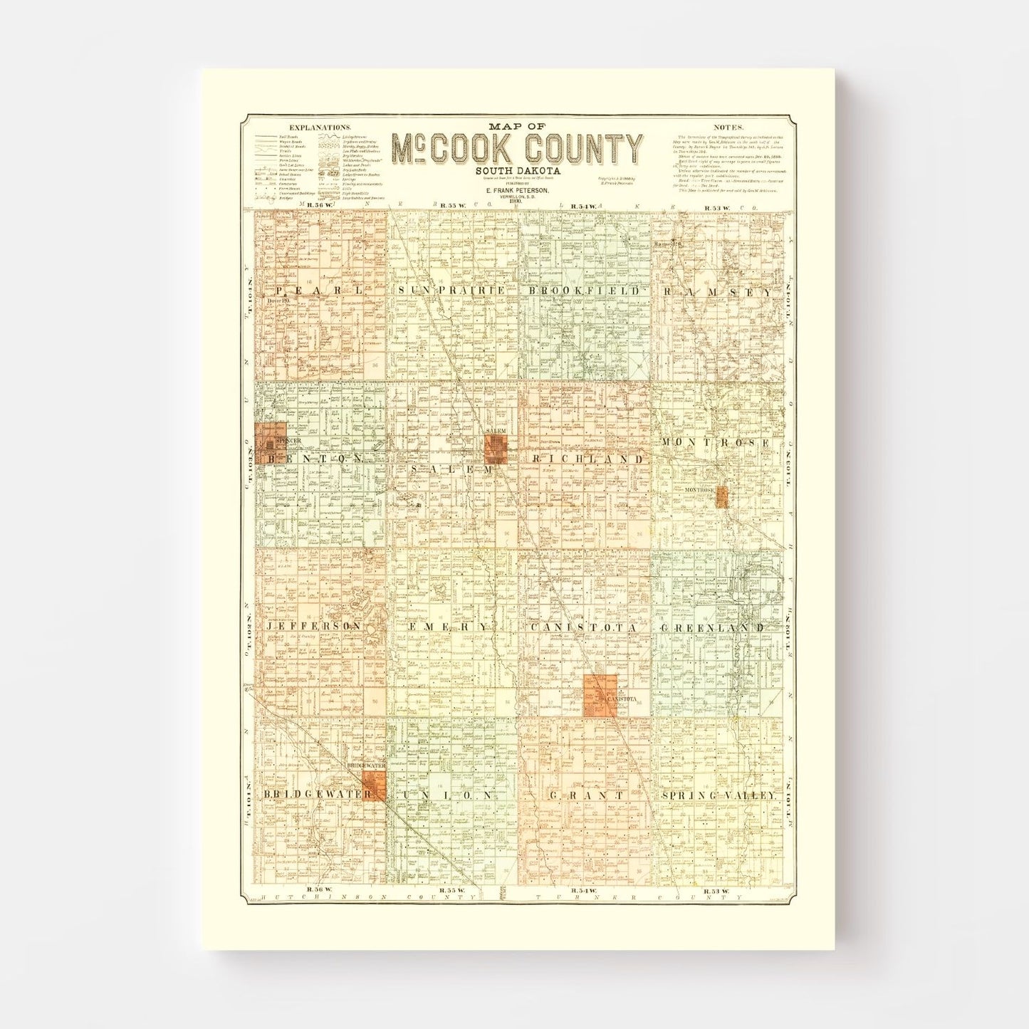 Vintage Map of McCook County, South Dakota, 1900
