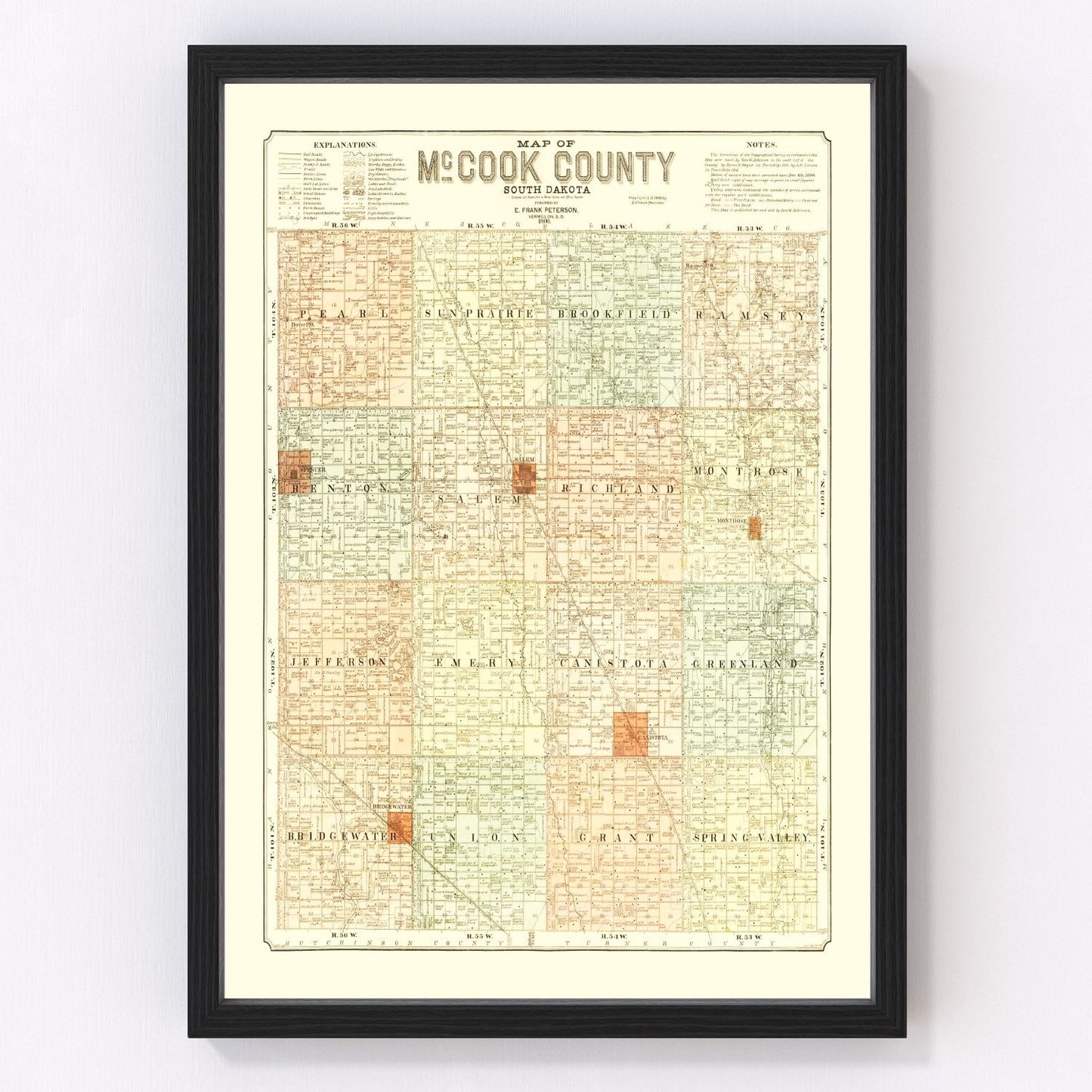Vintage map of McCook County, South Dakota, 1900