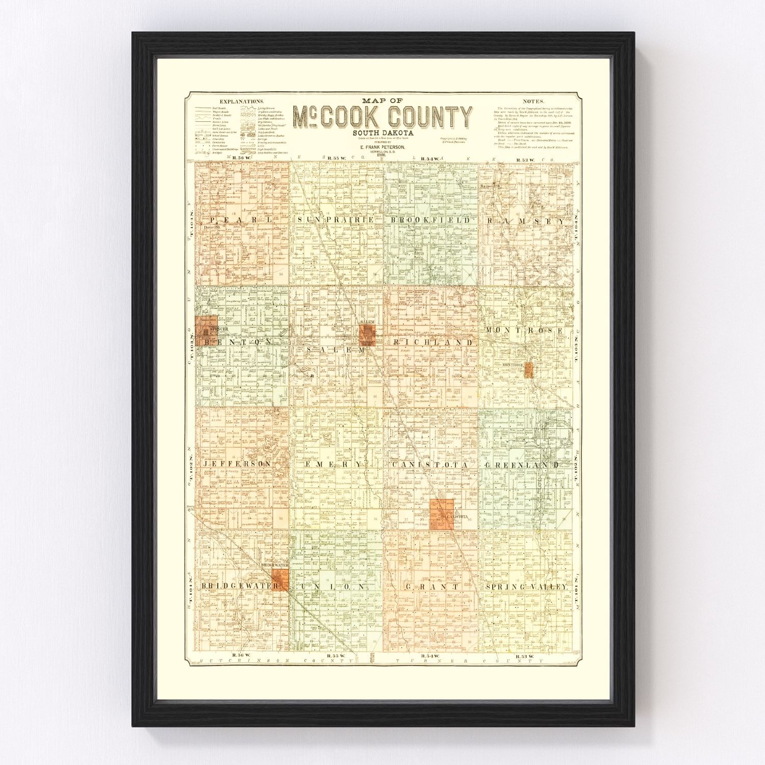 Vintage map of McCook County, South Dakota, 1900