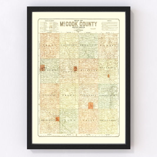 Vintage map of McCook County, South Dakota, 1900