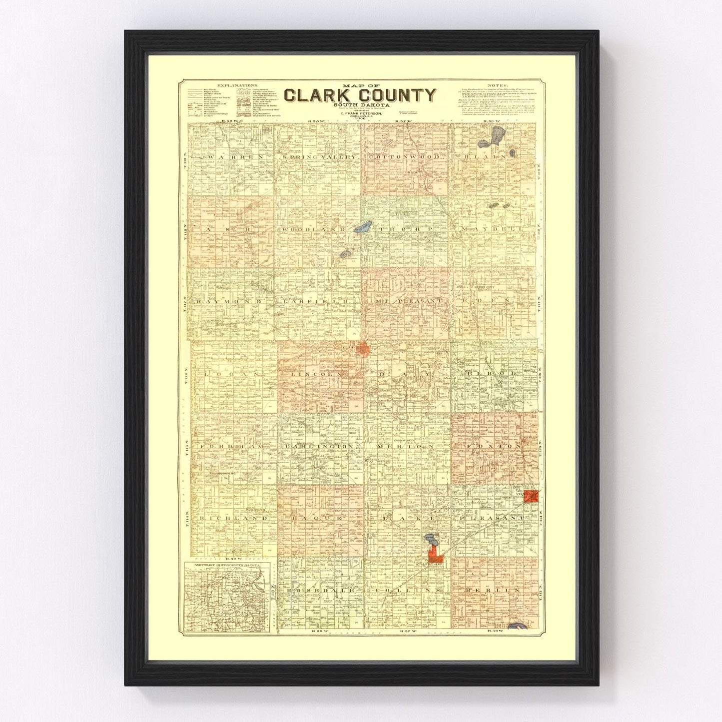 vintage map of Clark County, South Dakota, 1900