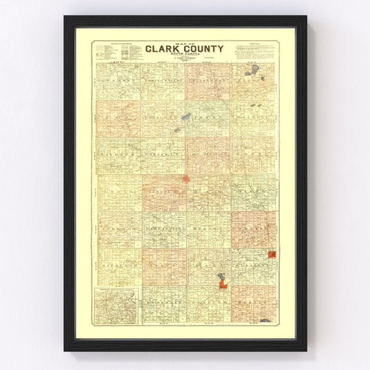 vintage map of Clark County, South Dakota, 1900