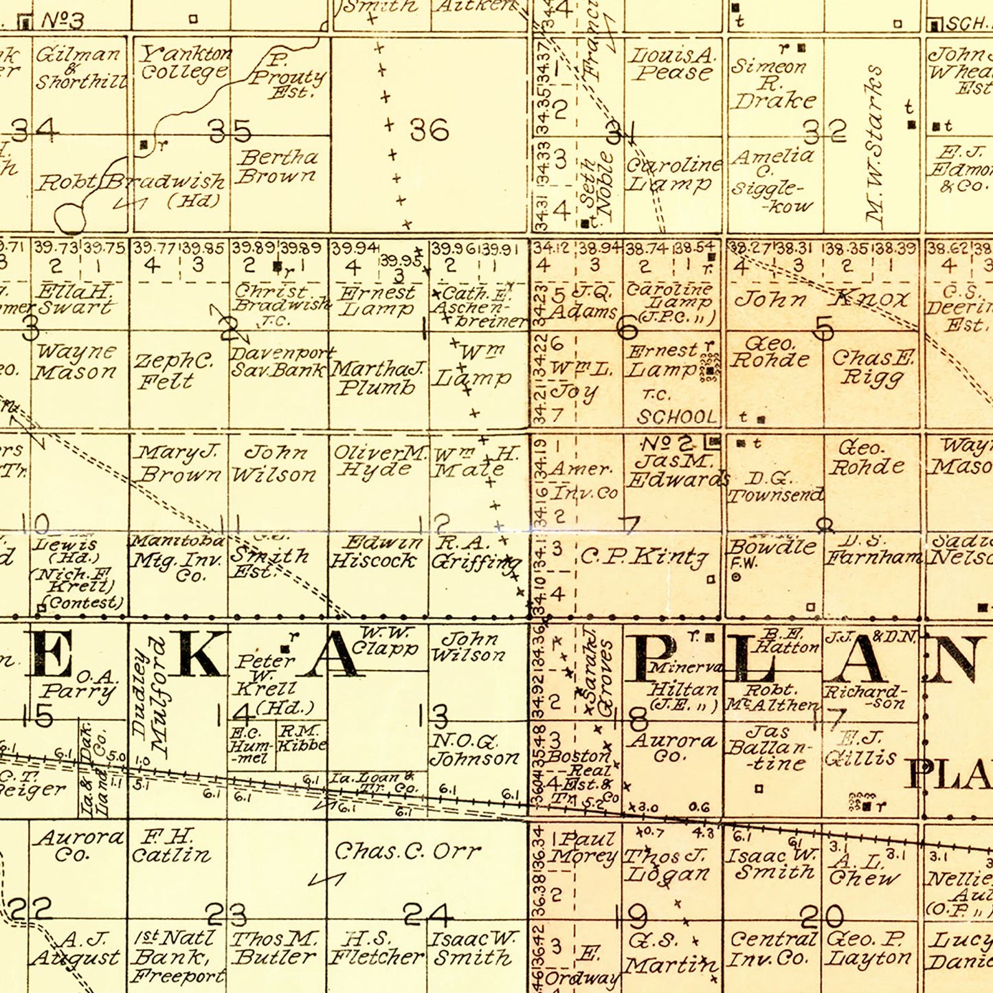 Vintage Map of Aurora County, South Dakota, 1900