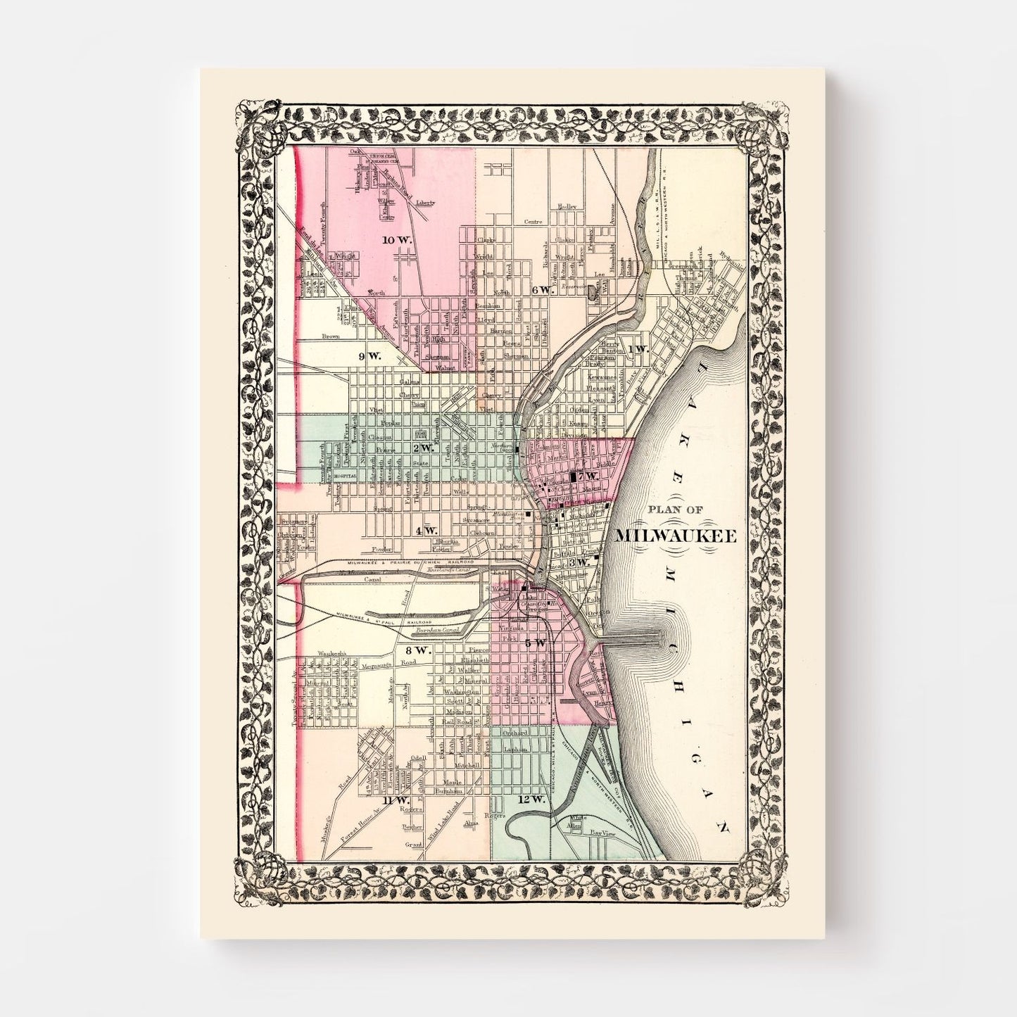 Vintage Map of Milwaukee, Wisconsin, 1877