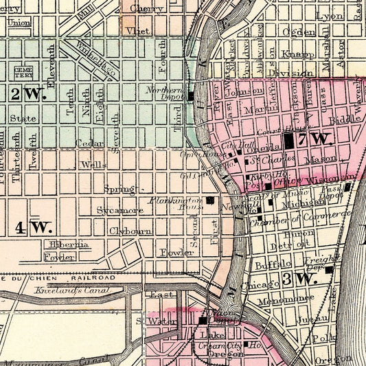 Vintage Map of Milwaukee, Wisconsin, 1877