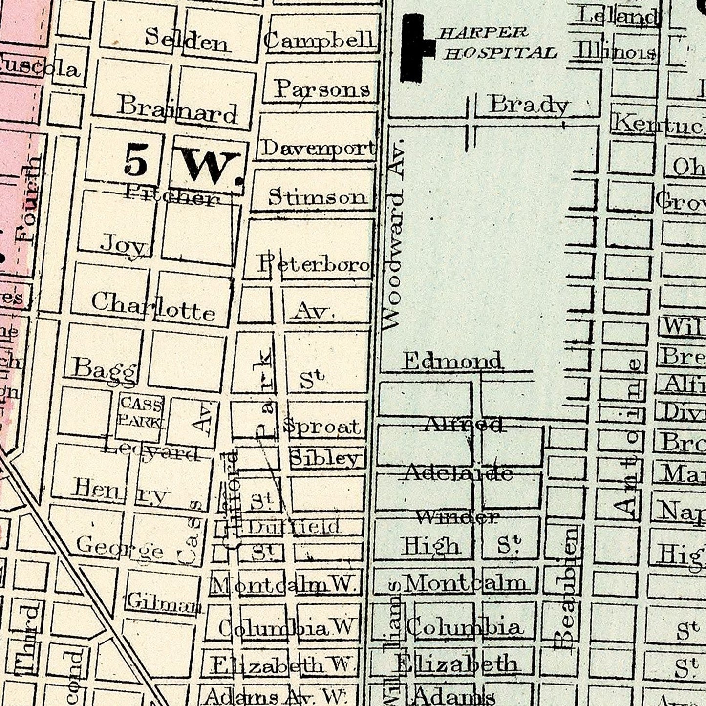 Vintage Map of Detroit, Michigan 1877