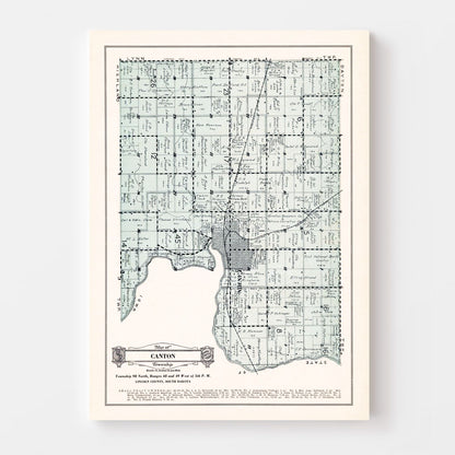 Vintage Map of Canton Township, Lincoln County, SD, 1929