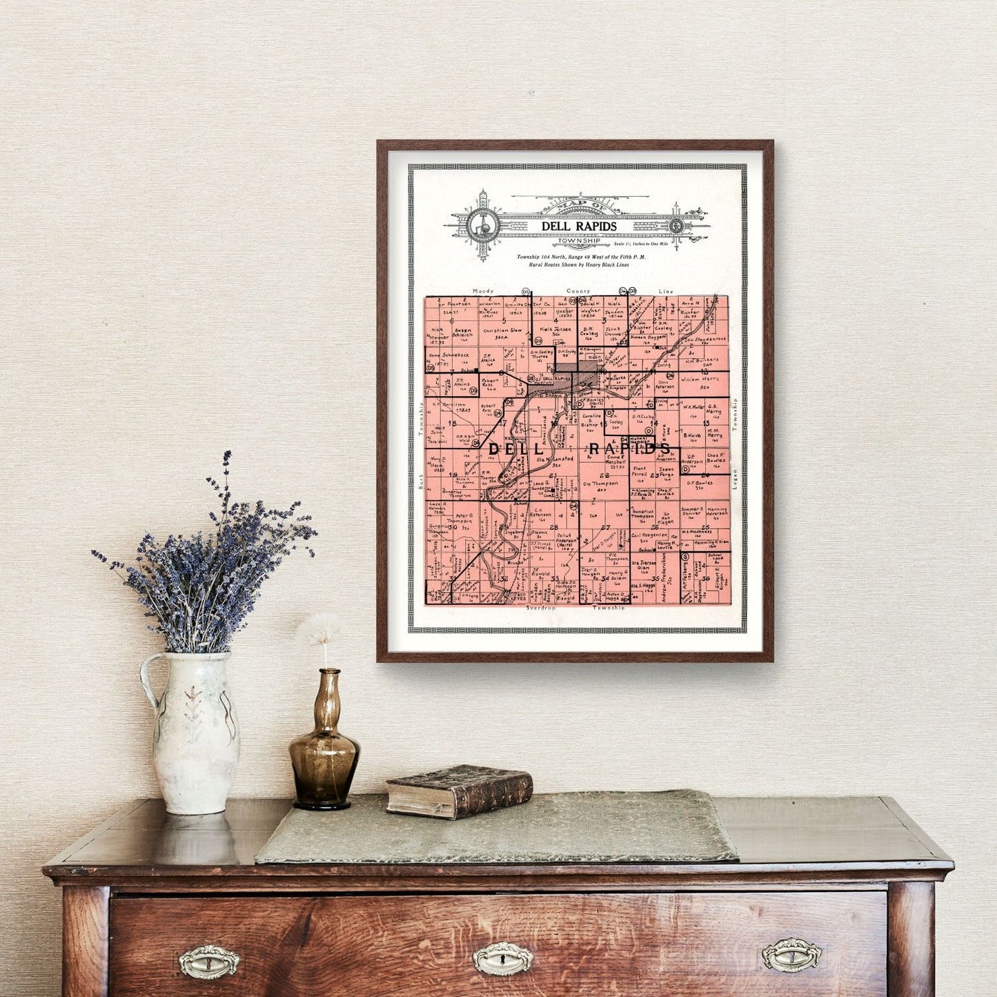 Vintage Map of Dell Rapids Township, South Dakota, 1913