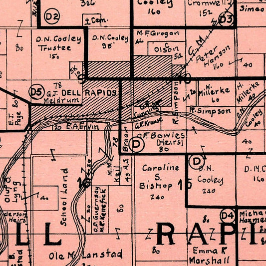Vintage Map of Dell Rapids Township, South Dakota, 1913