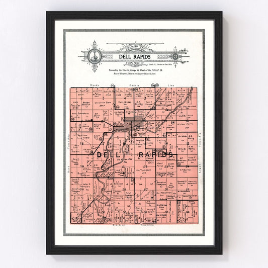vintage map of Dell Rapids Township, South Dakota, 1913