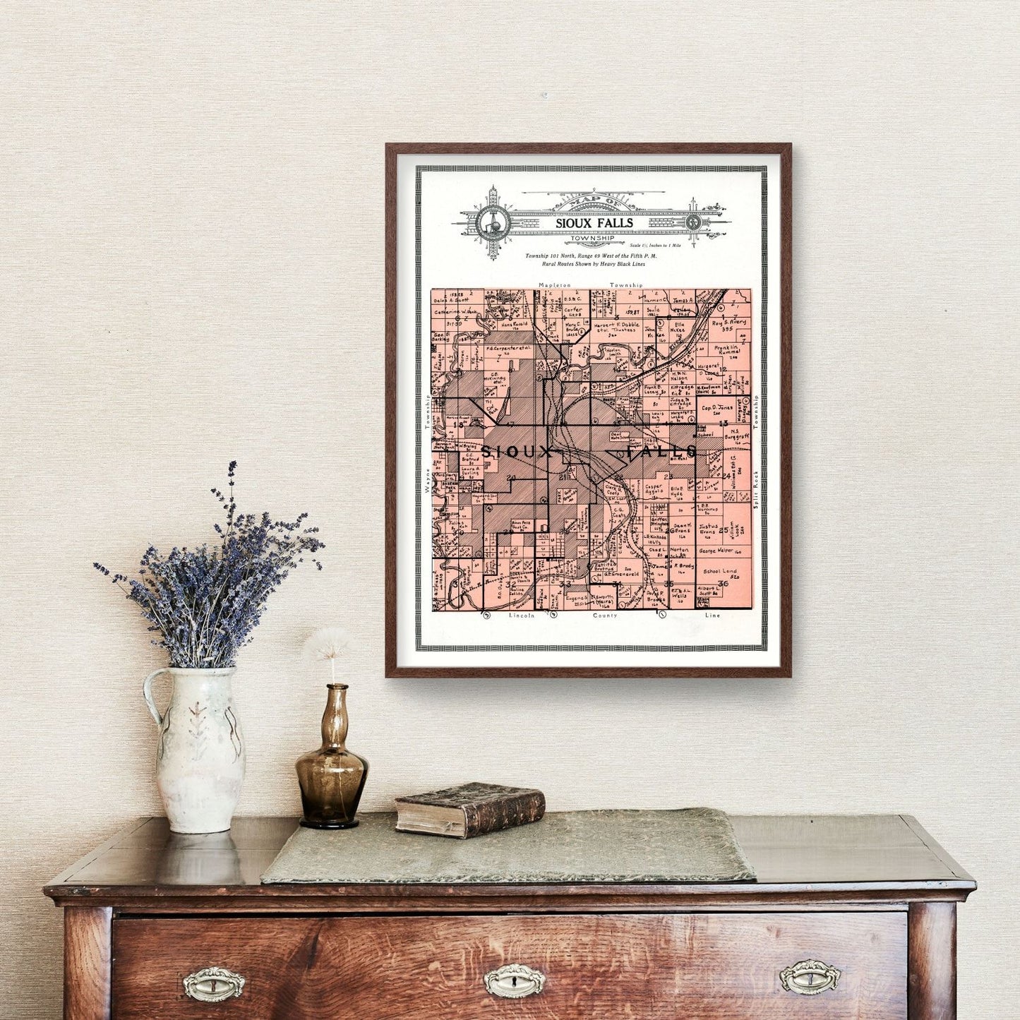 Vintage Map of Minnehaha County, South Dakota, 1913