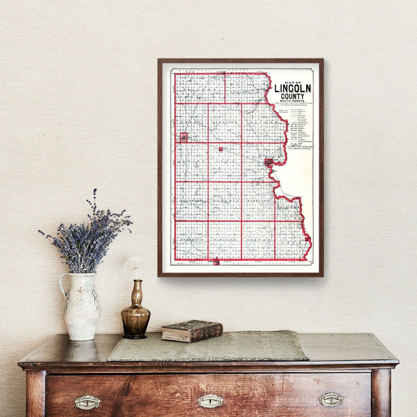Vintage Map of Lincoln County, South Dakota, 1904