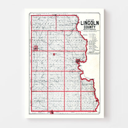 Vintage Map of Lincoln County, South Dakota, 1904
