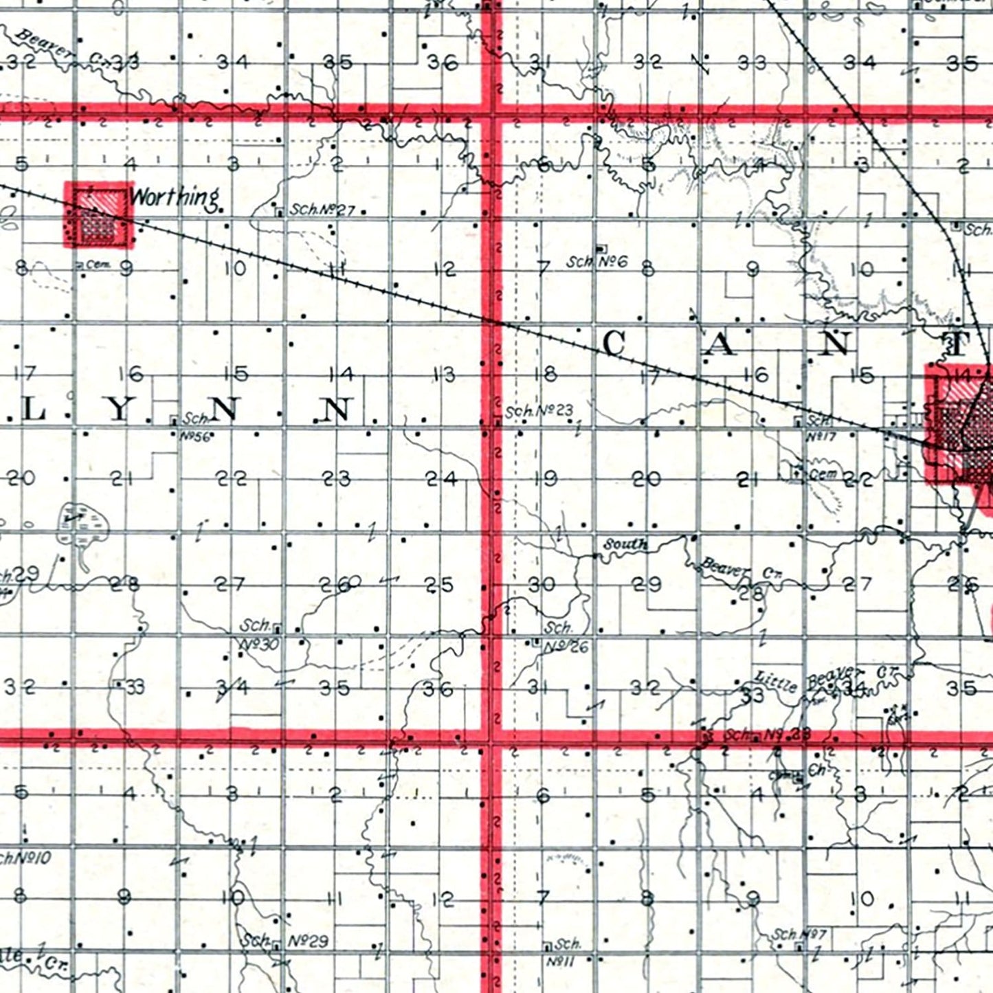 Vintage Map of Lincoln County, South Dakota, 1904