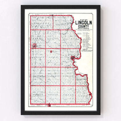 vintage map of Lincoln County, South Dakota, Canton and Harrisburg, 1904
