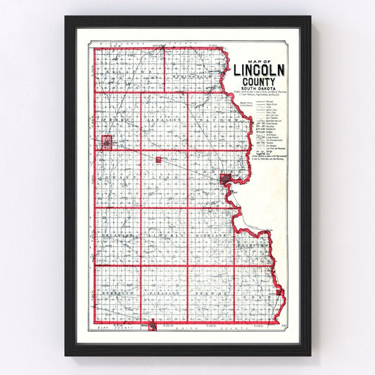 vintage map of Lincoln County, South Dakota, Canton and Harrisburg, 1904