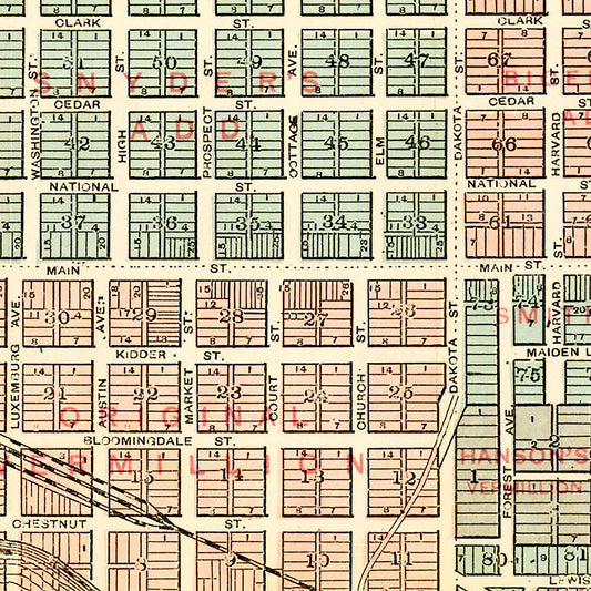 Vintage Map of Vermillion, South Dakota, 1894