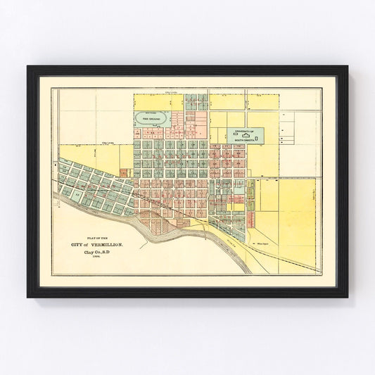 Vintage map of Vermillion, South Dakota, 1894