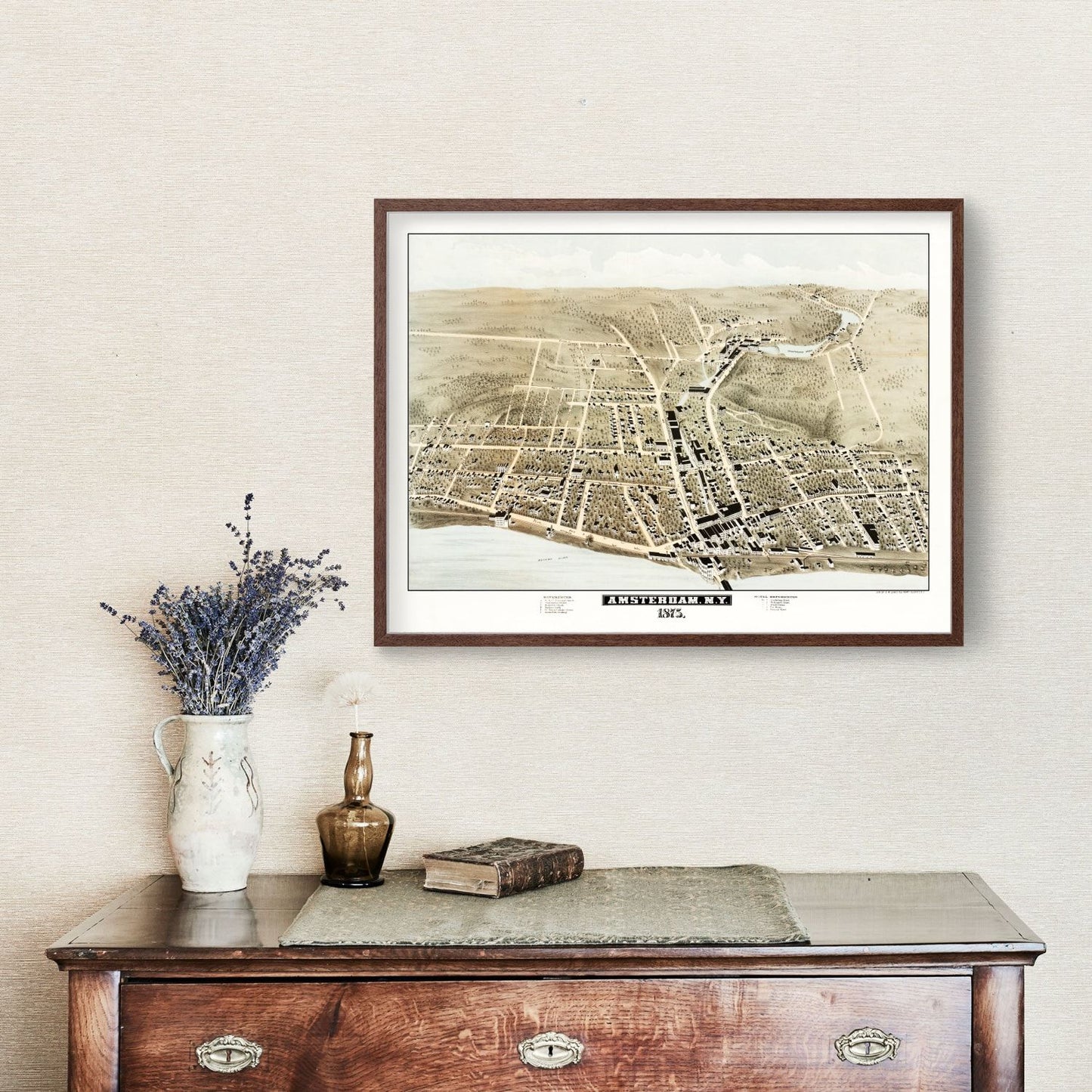 Vintage Map of Amsterdam, New York, 1875