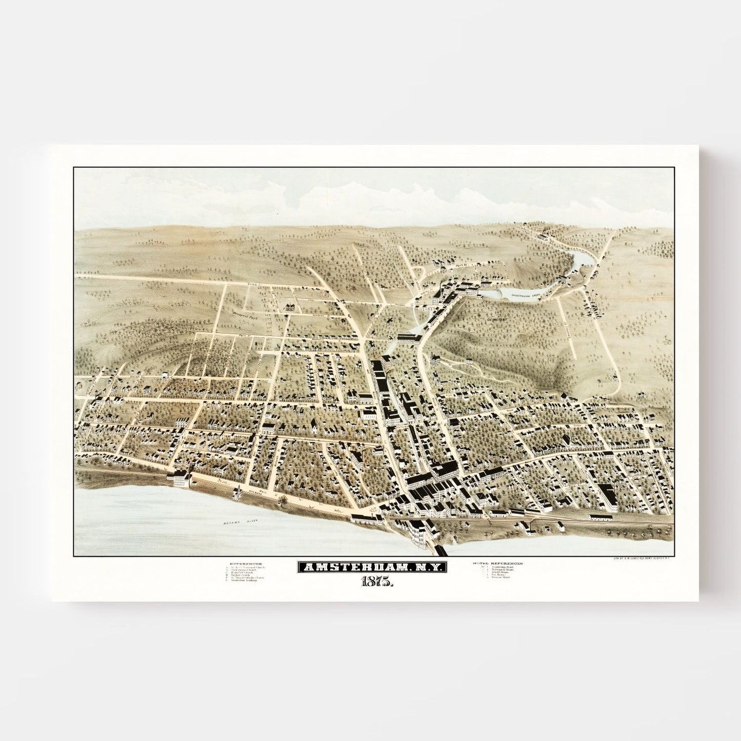 Vintage Map of Amsterdam, New York, 1875