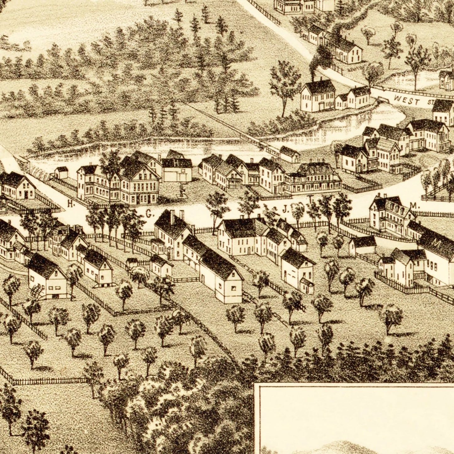 Vintage Map of Antrim and Clinton Village, New Hampshire, 1887