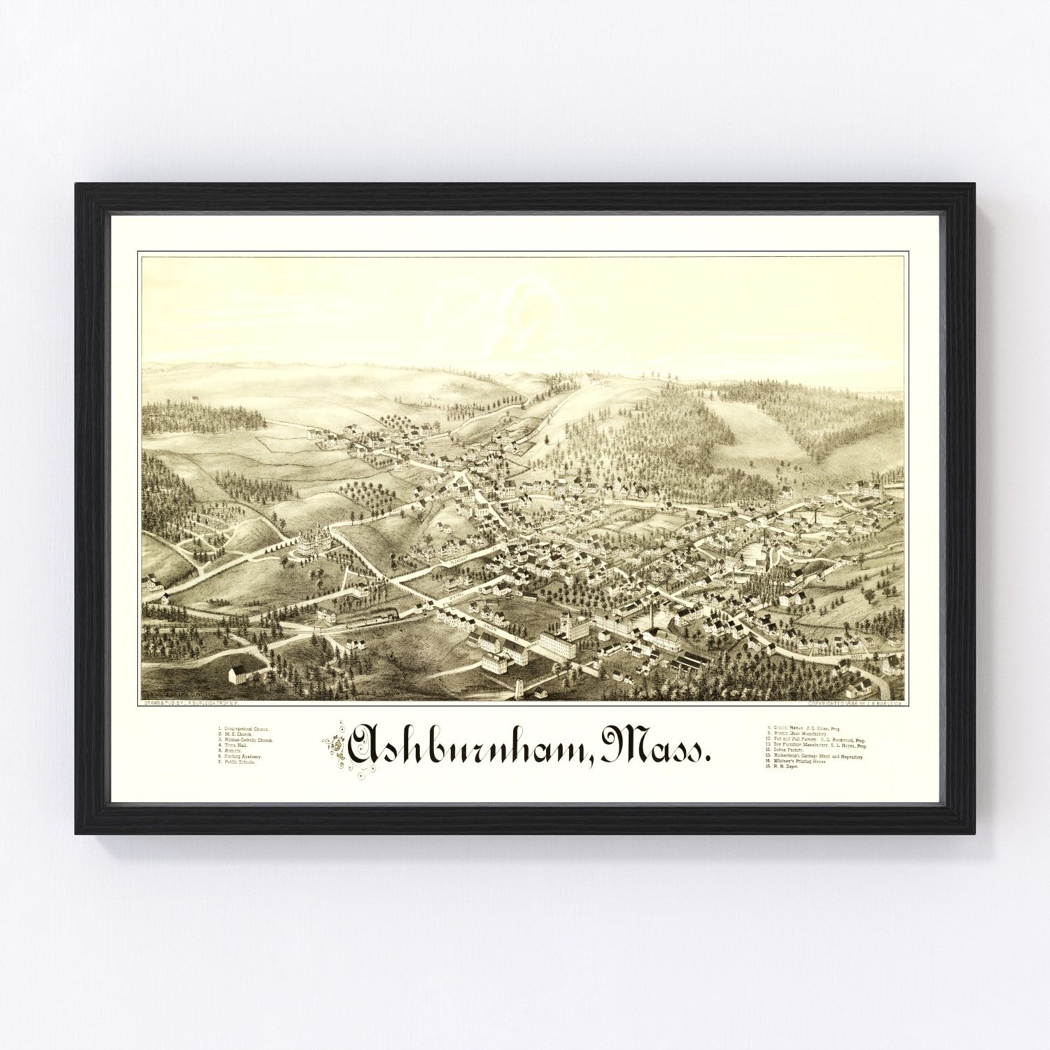vintage map of Ashburnham, Massachusetts, 1886