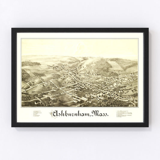 vintage map of Ashburnham, Massachusetts, 1886