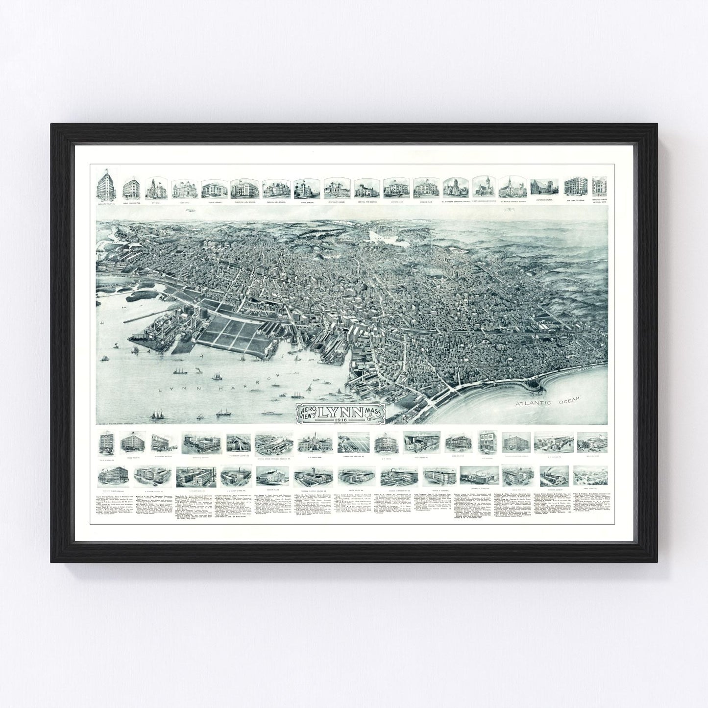 Vintage map of Lynn, Massachusetts, 1916