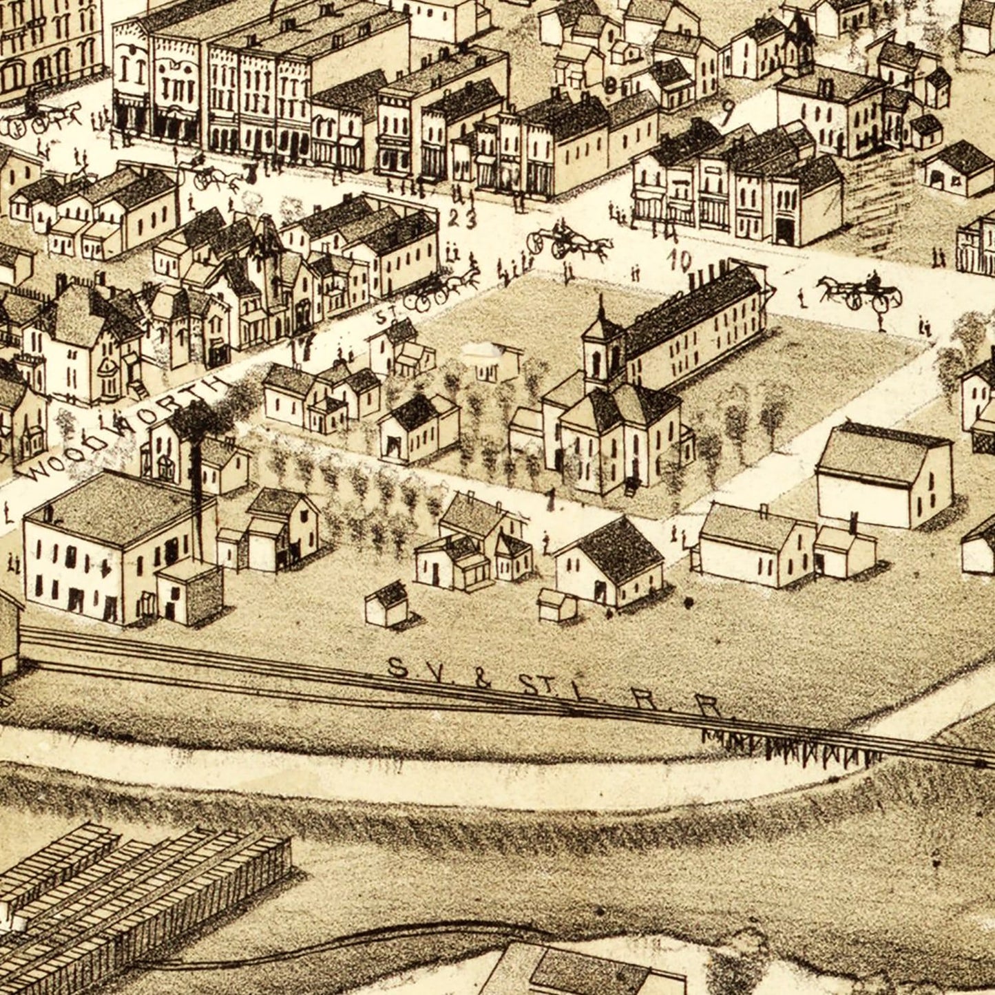 Vintage Map of Alma, Michigan, 1885