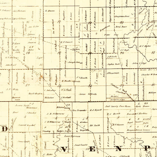 Vintage Map of Scott County, Iowa, 1860