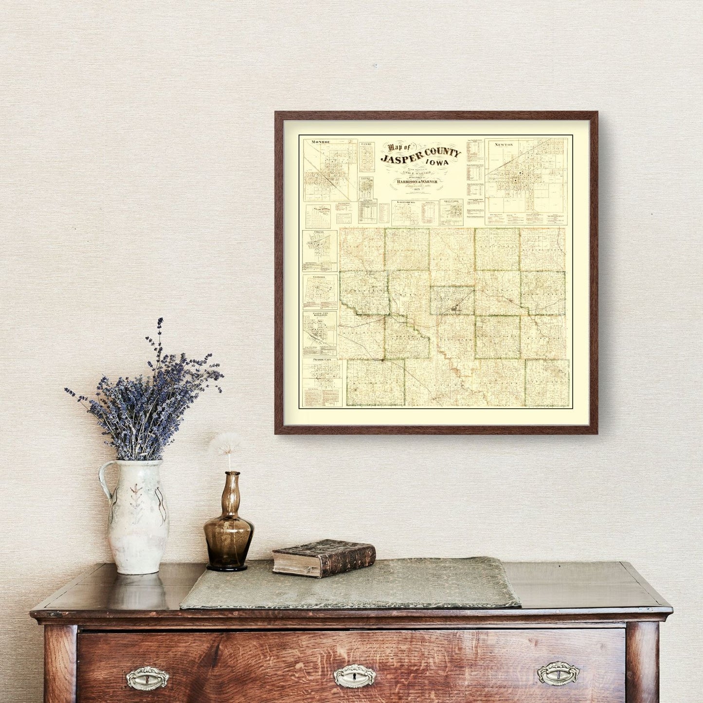 Vintage Map of Jasper County, Iowa, 1871