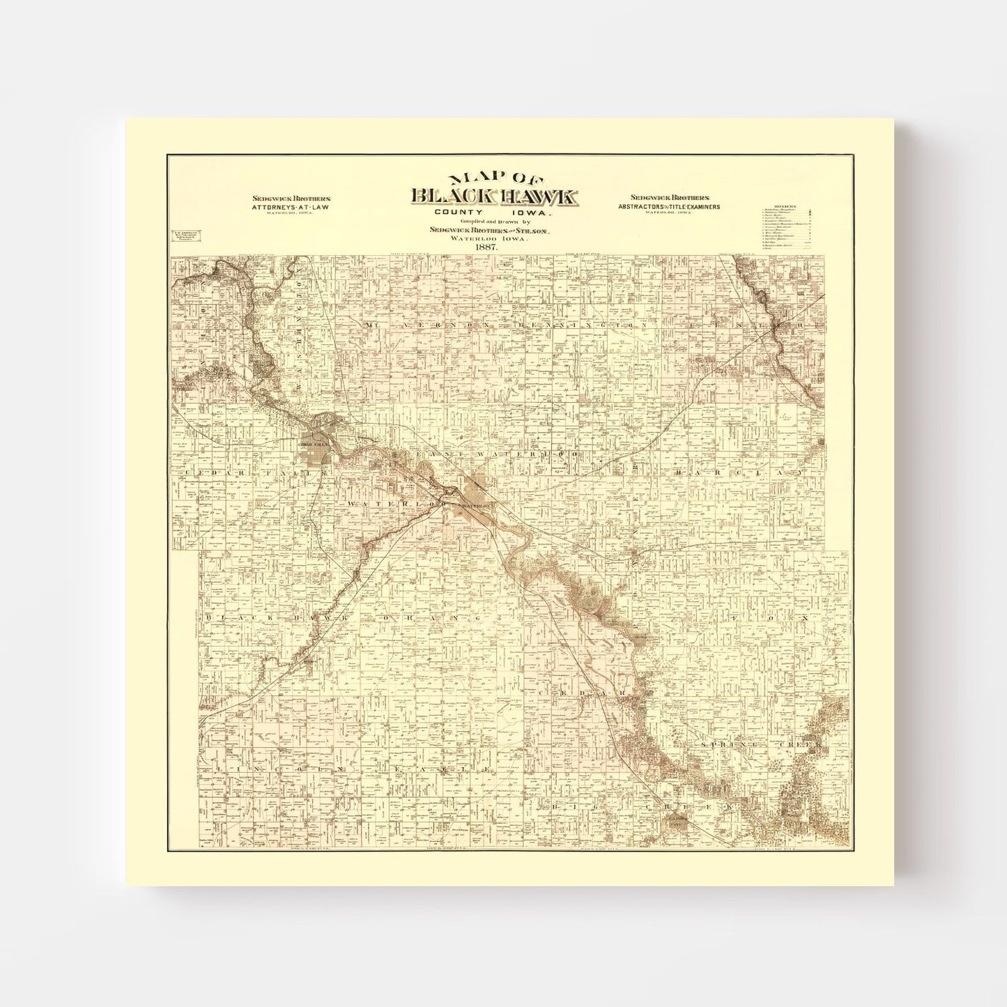 Vintage Map of Black Hawk County, Iowa, 1887