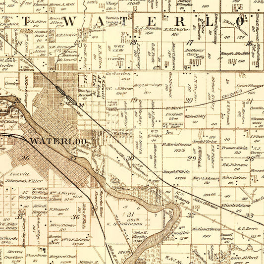 Vintage Map of Black Hawk County, Iowa, 1887