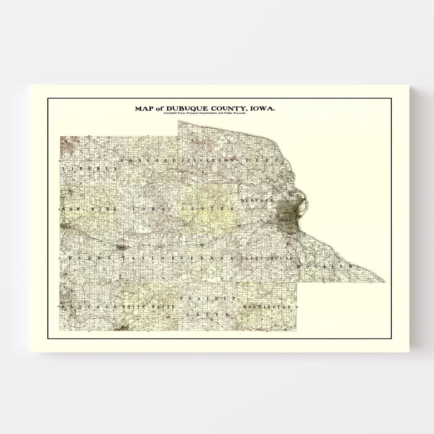 Vintage Map of Dubuque County, Iowa, 1900
