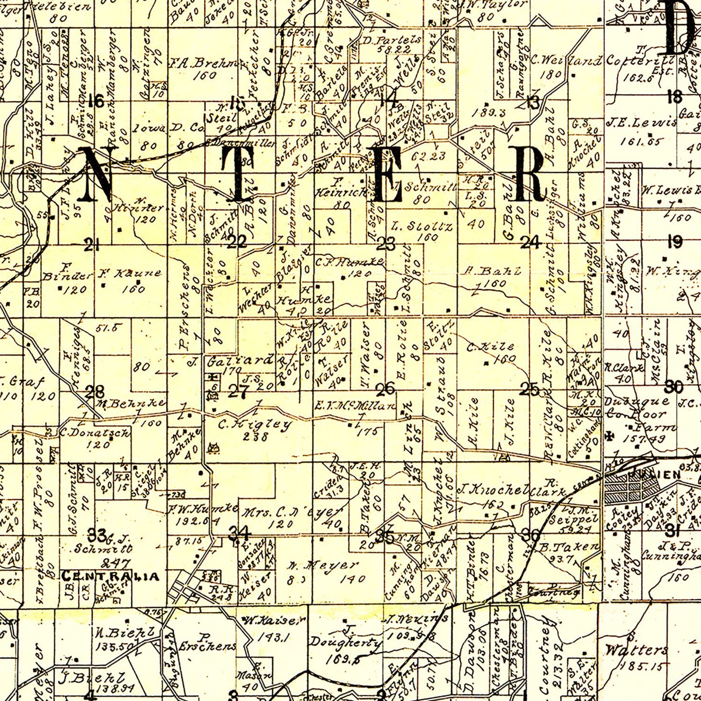 Vintage Map of Dubuque County, Iowa, 1900