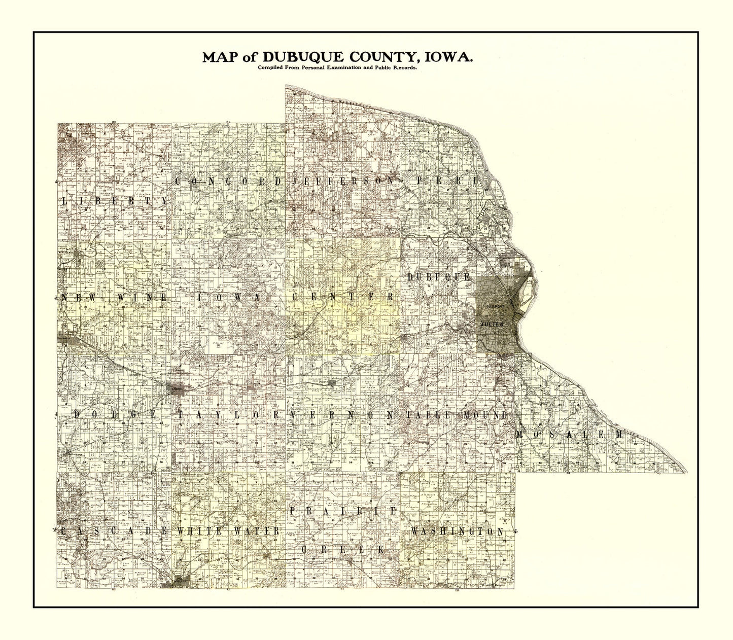 Vintage Map of Dubuque County, Iowa, 1900