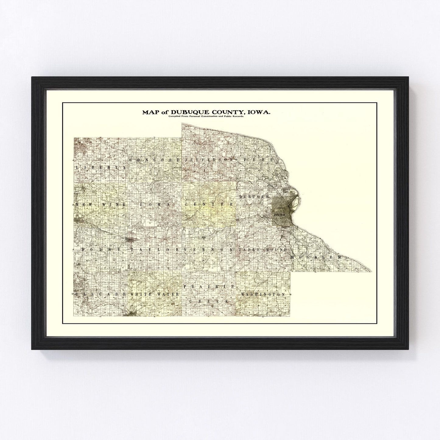 Vintage map of Dubuque County, Iowa, 1900