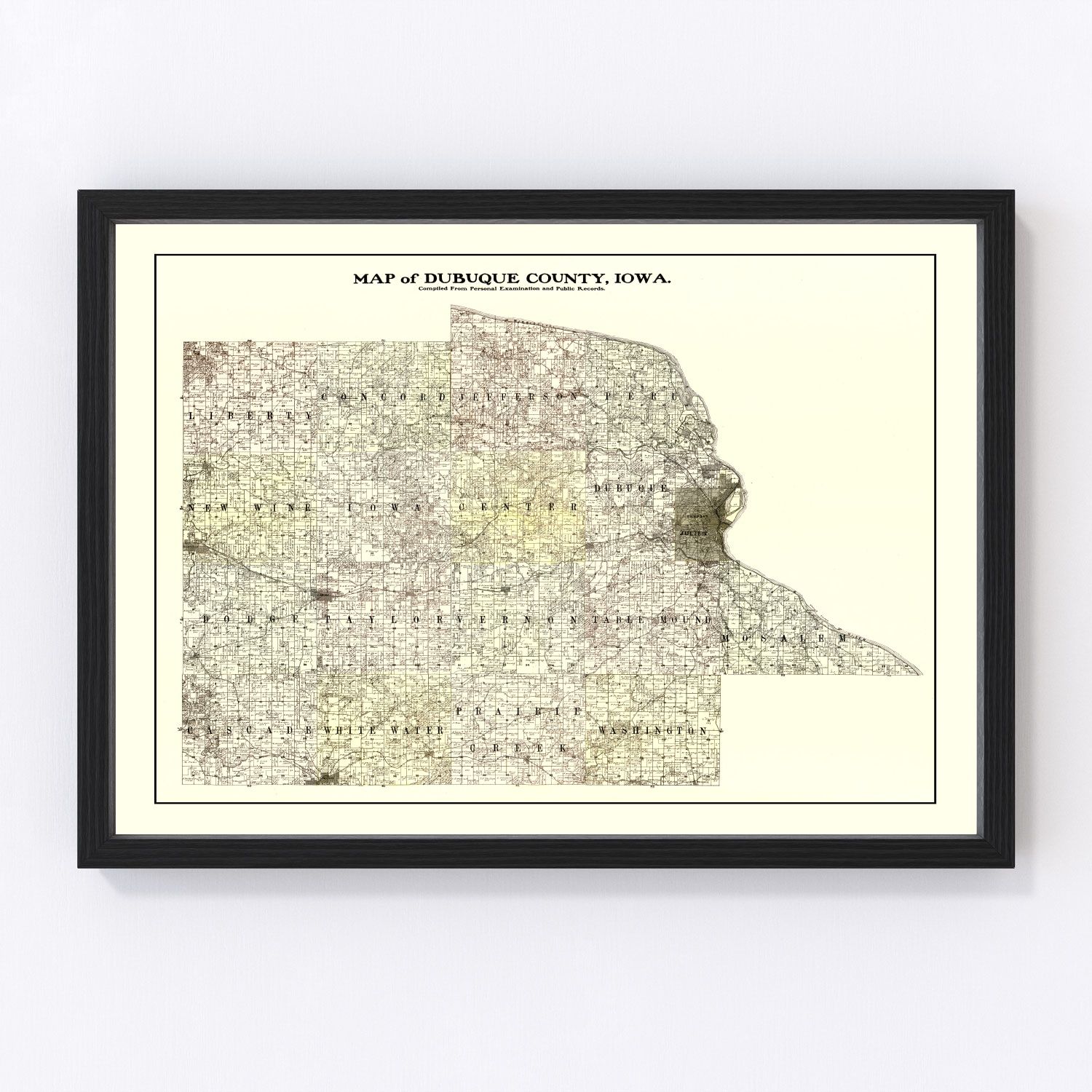 Vintage map of Dubuque County, Iowa, 1900