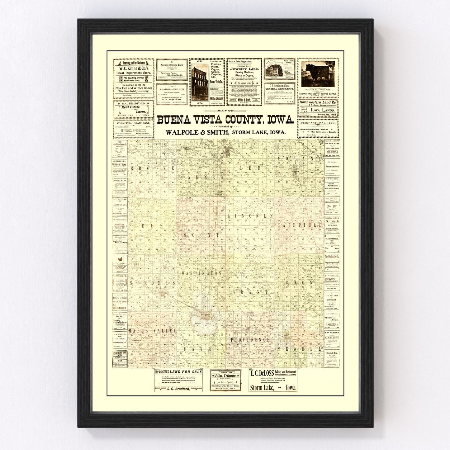 Vintage map of Buena Vista County, Iowa, 1901