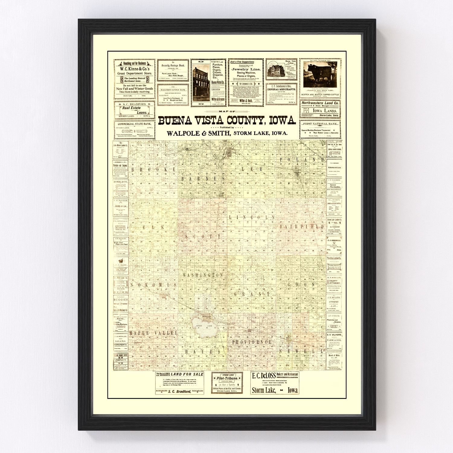 Vintage map of Buena Vista County, Iowa, 1901