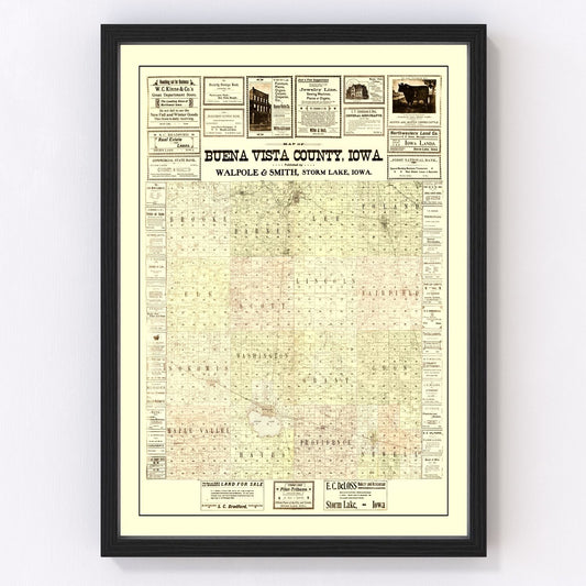 Vintage map of Buena Vista County, Iowa, 1901