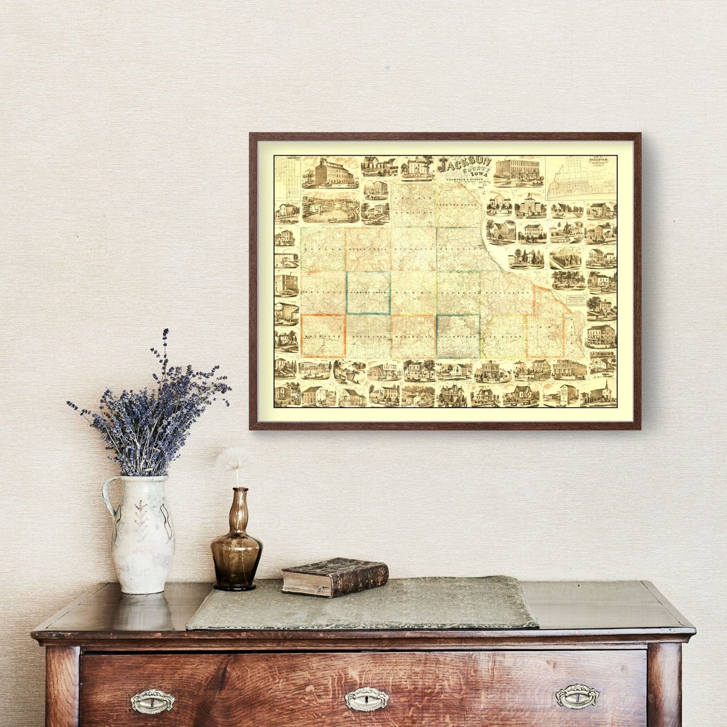Vintage Map of Jackson County, Iowa, 1867