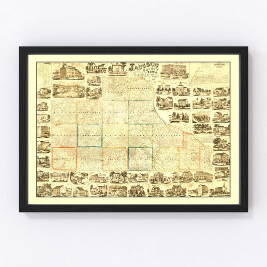 Vintage map of Jackson County, Iowa, 1867