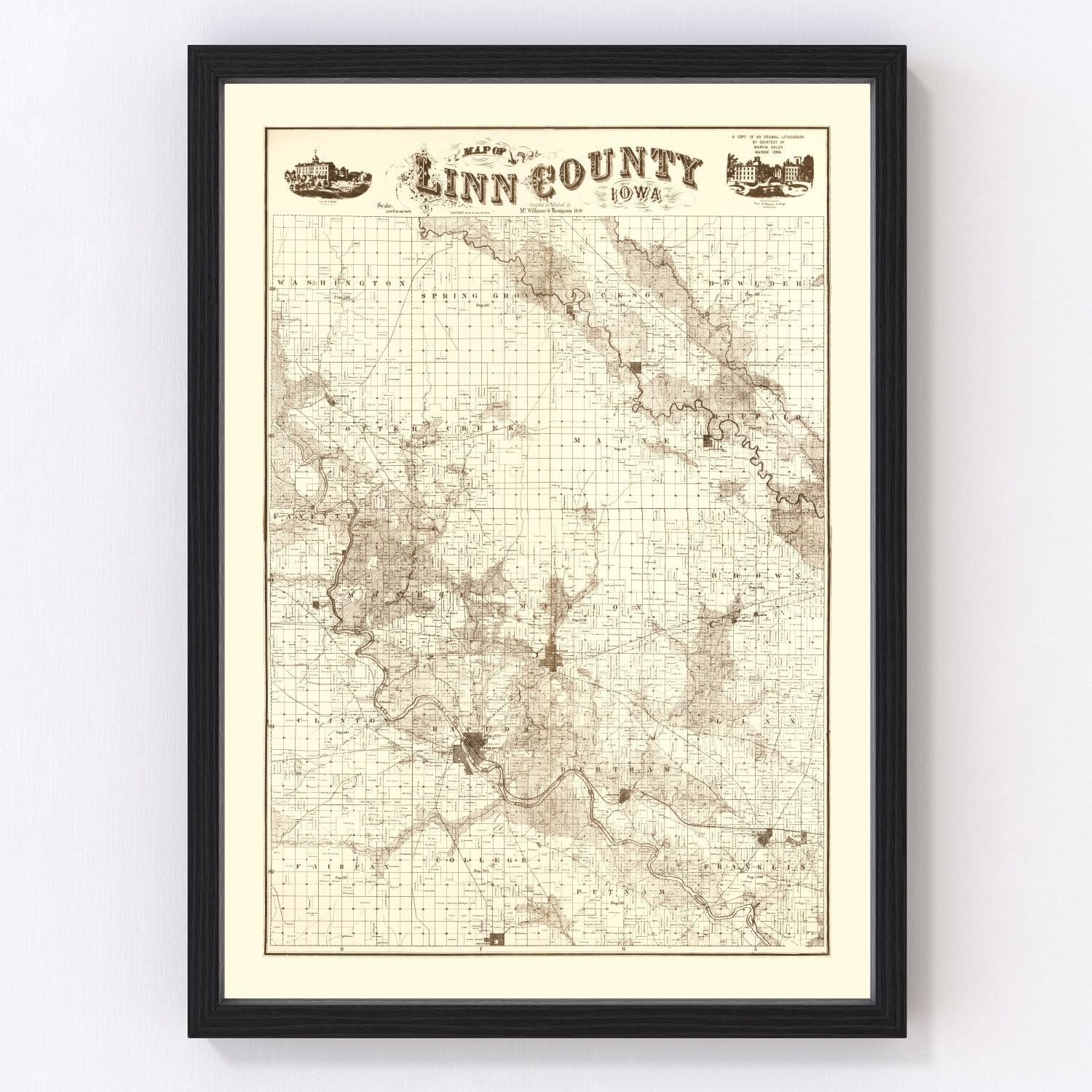 Vintage map of Linn County, Iowa, 1949