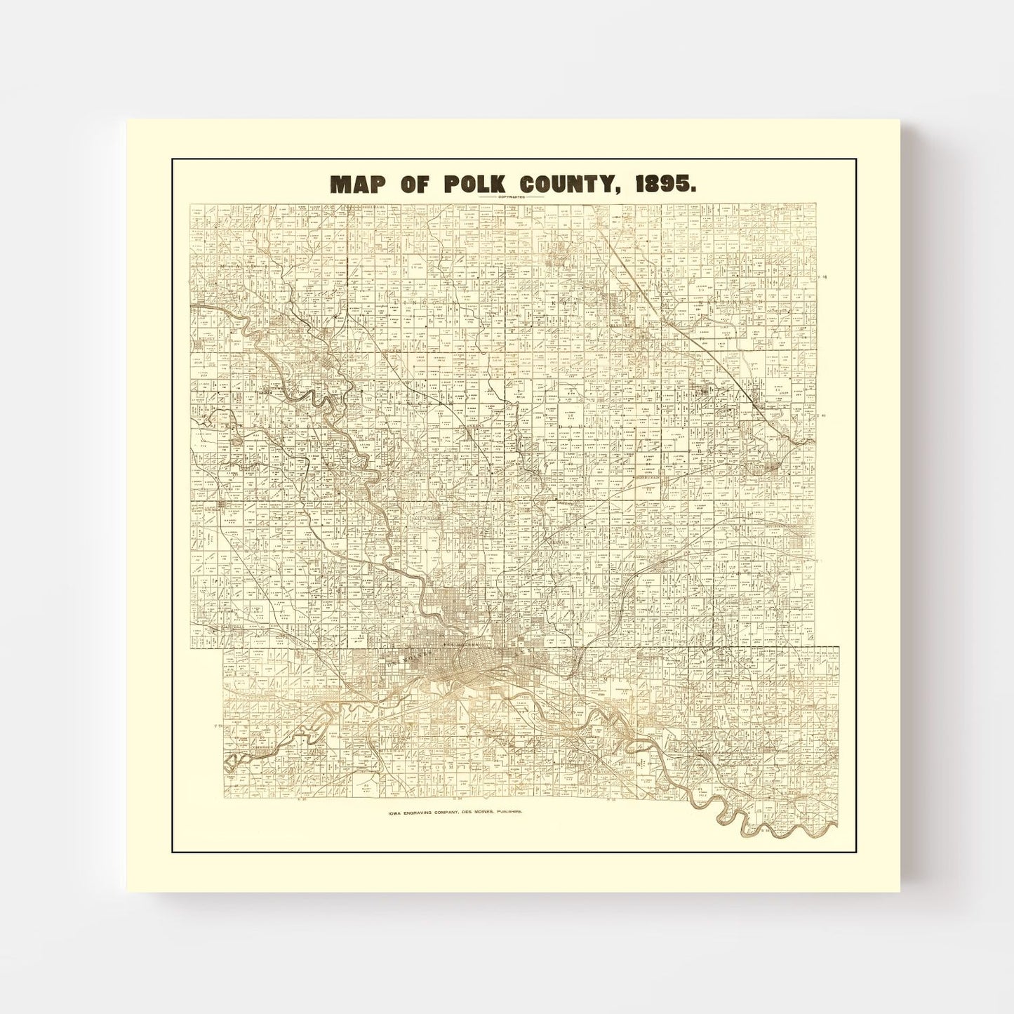 Vintage Map of Polk County, Iowa, 1895