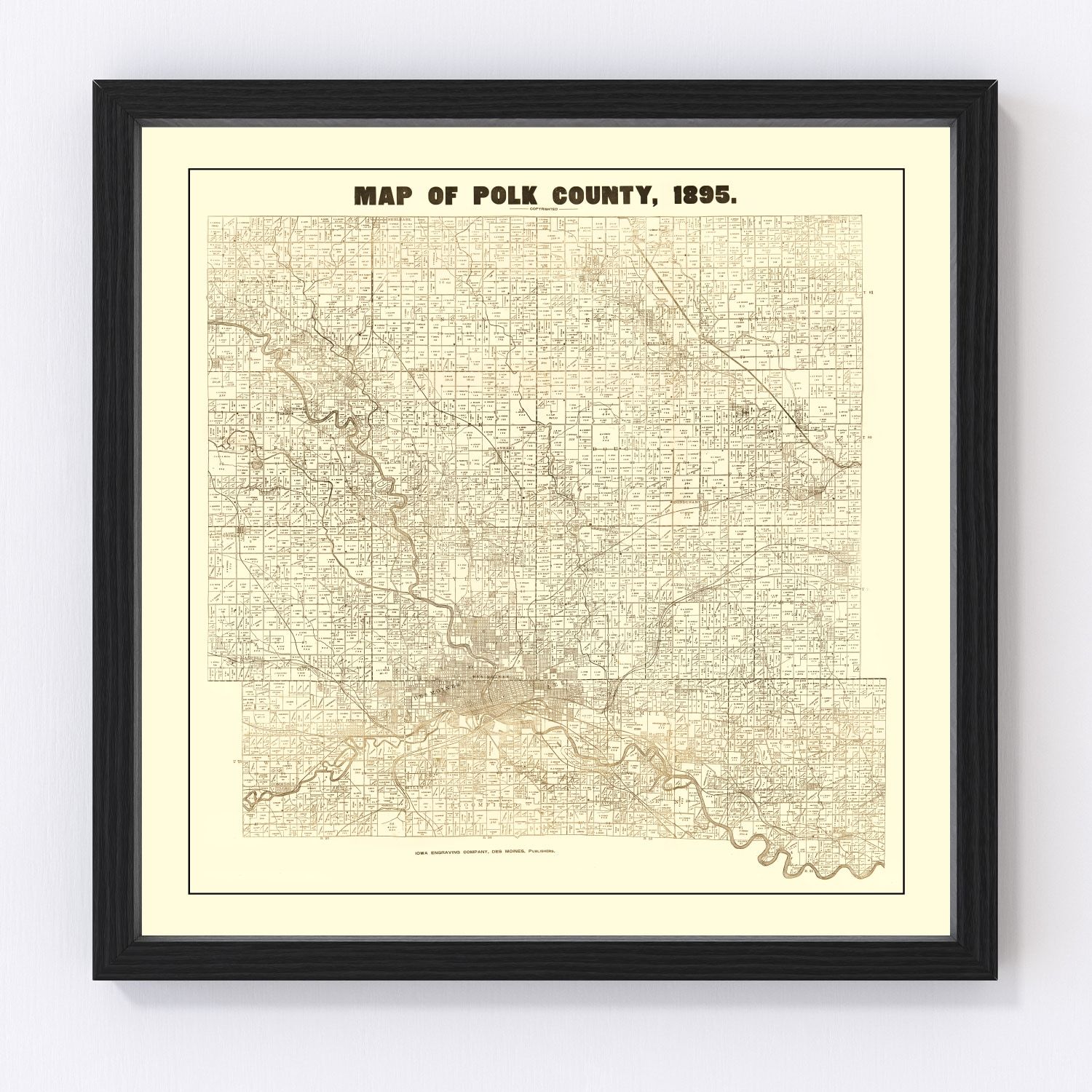 vintage map of Polk County, Iowa, 1895