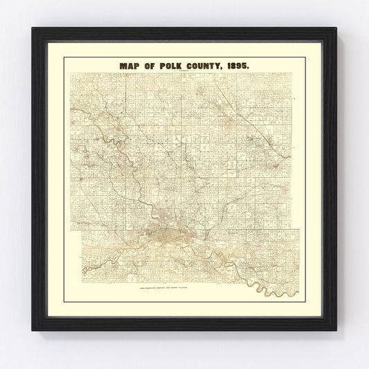 vintage map of Polk County, Iowa, 1895