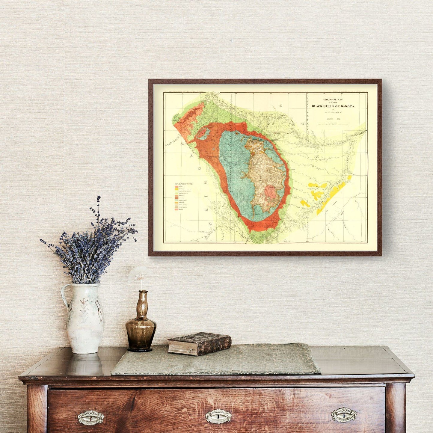 Vintage Geological Map of the Black Hills, 1879