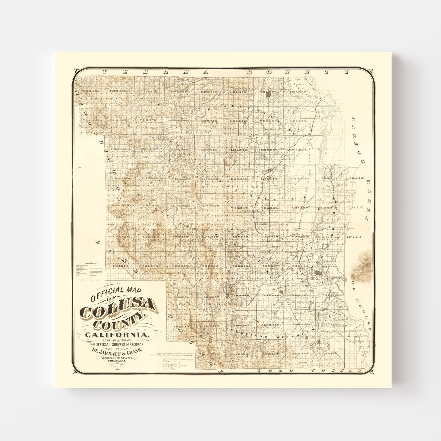 Vintage Map of Colusa County, California, 1885