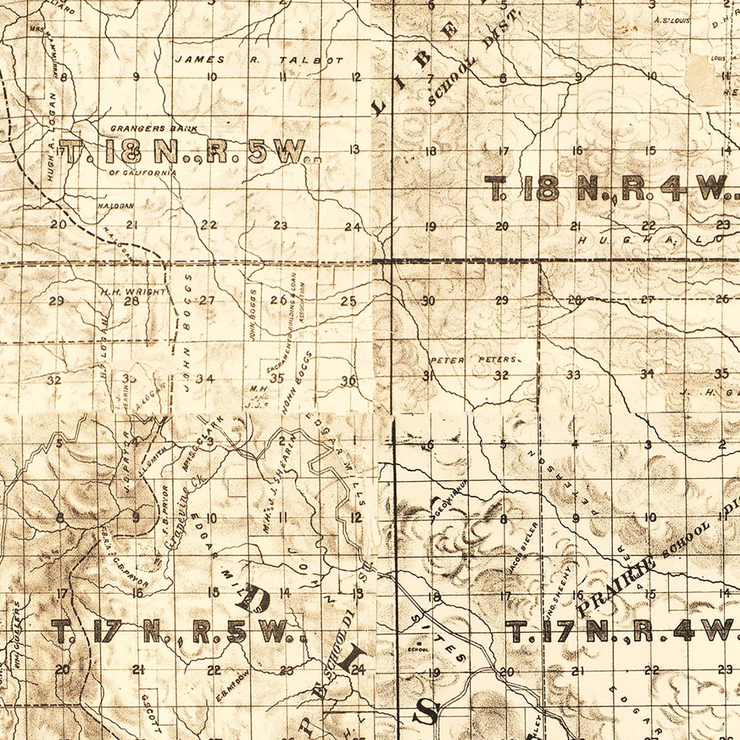 Vintage Map of Colusa County, California, 1885
